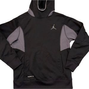 JORDAN Jumpman Black ThermaFit Grey Hoodie Youth Pullover‎ Size Medium
